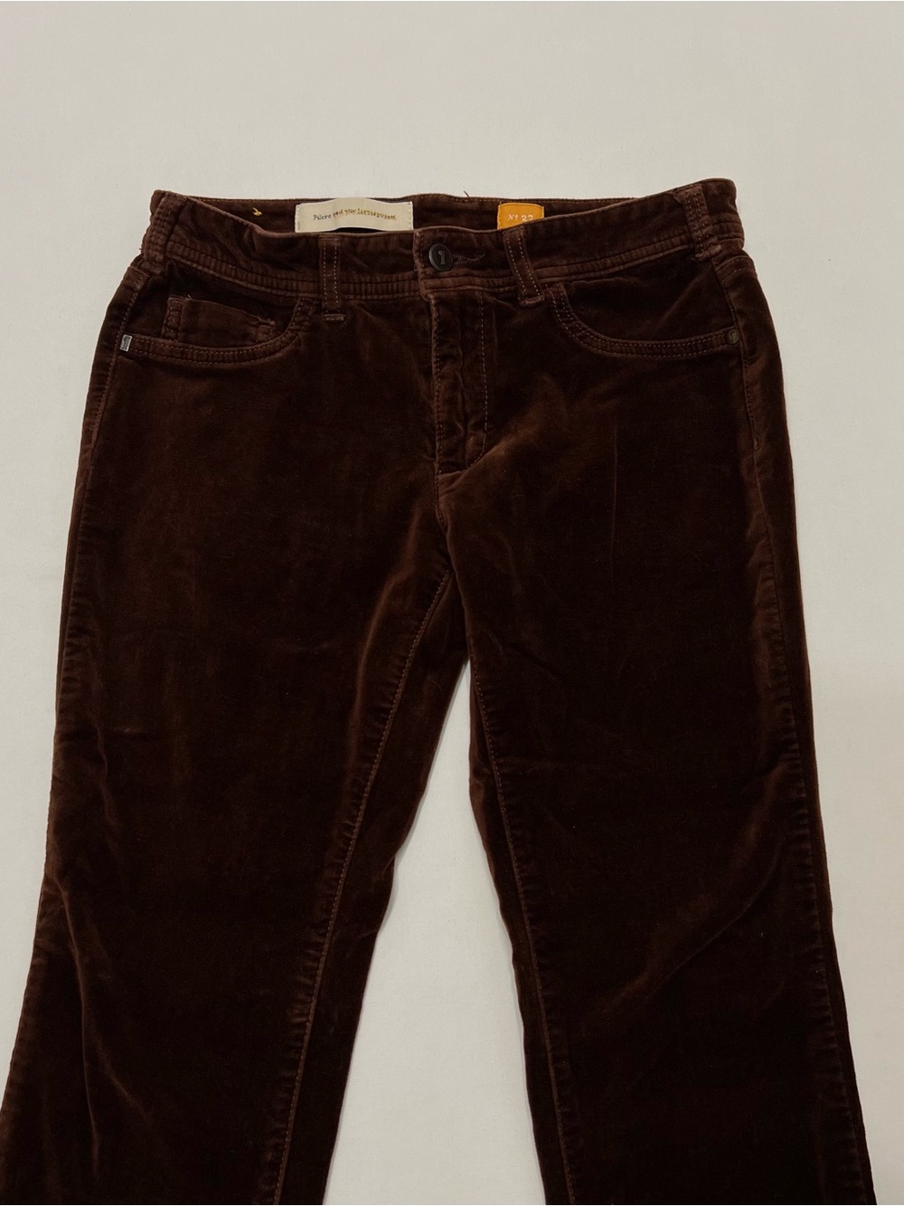 Anthropologie Pilcro & The Letterpress Serif Low Rise Brown Velvet Pants Sz 27 - Picture 2 of 8